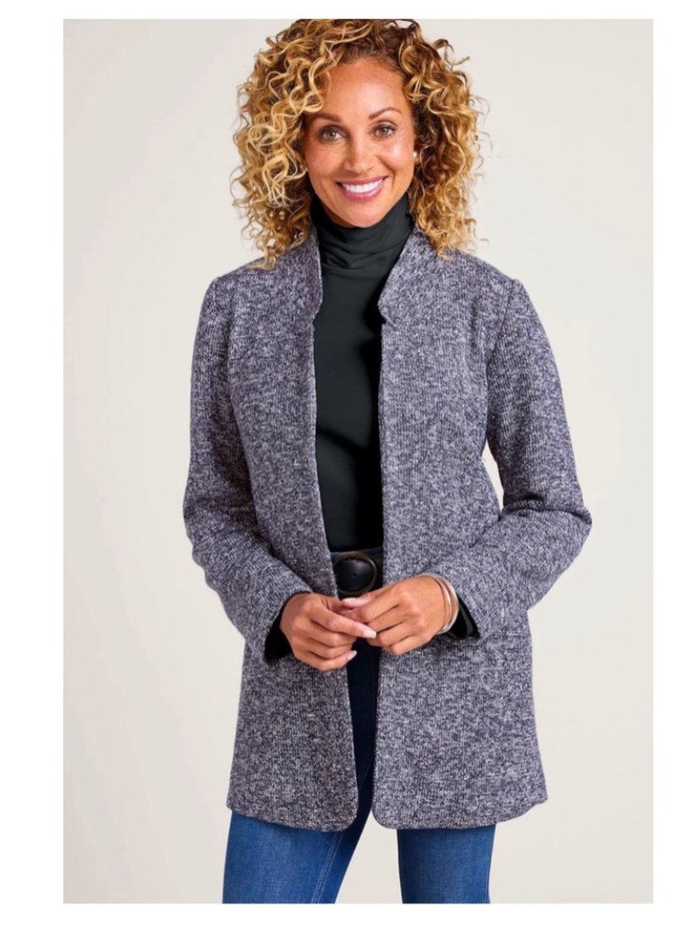 SOFT SURROUNDINGS St. James Boucle Knit Blazer Navy Size PXL